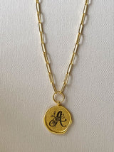 Gold round personalised wax seal necklace - Tipsyfly