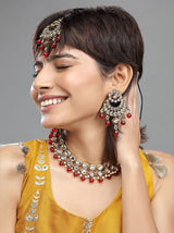Sukhi Ruby Red Kundan Necklace Set - Tipsyfly