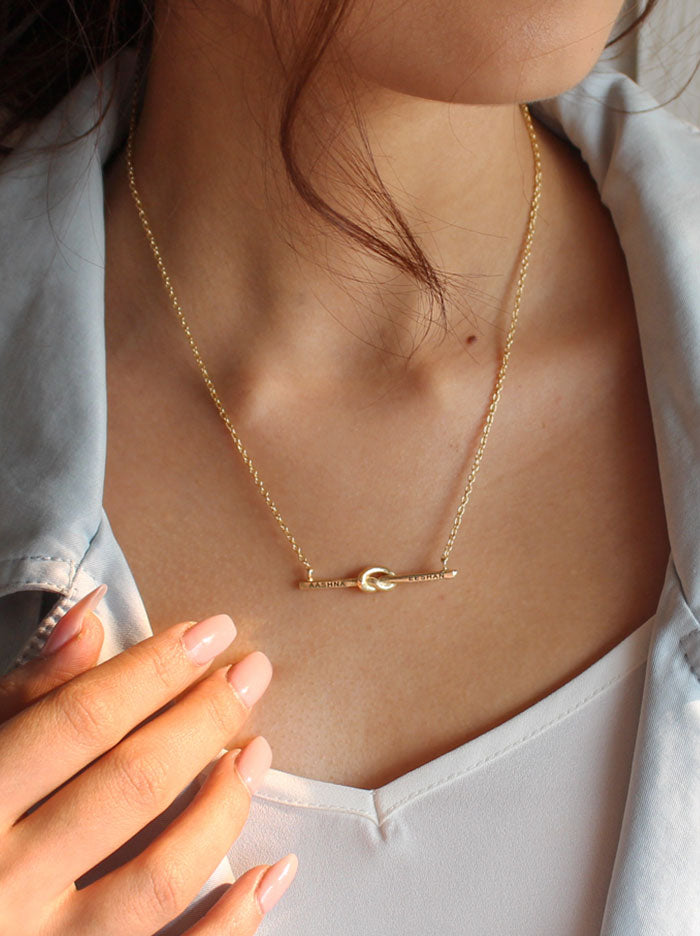Rose Gold Loveknot Personalised Necklace - Tipsyfly