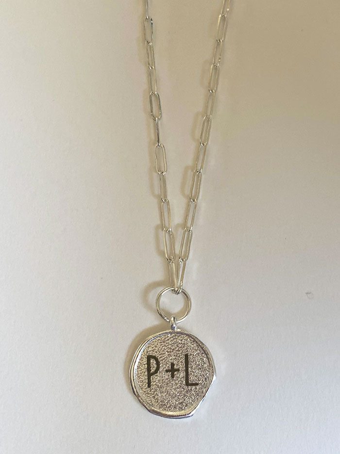 Love initials silver wax seal necklace - Tipsyfly