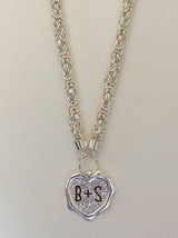 Heart initials silver wax seal necklace - Tipsyfly