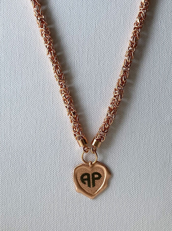 Rose gold Heart personalised wax seal necklace - Tipsyfly
